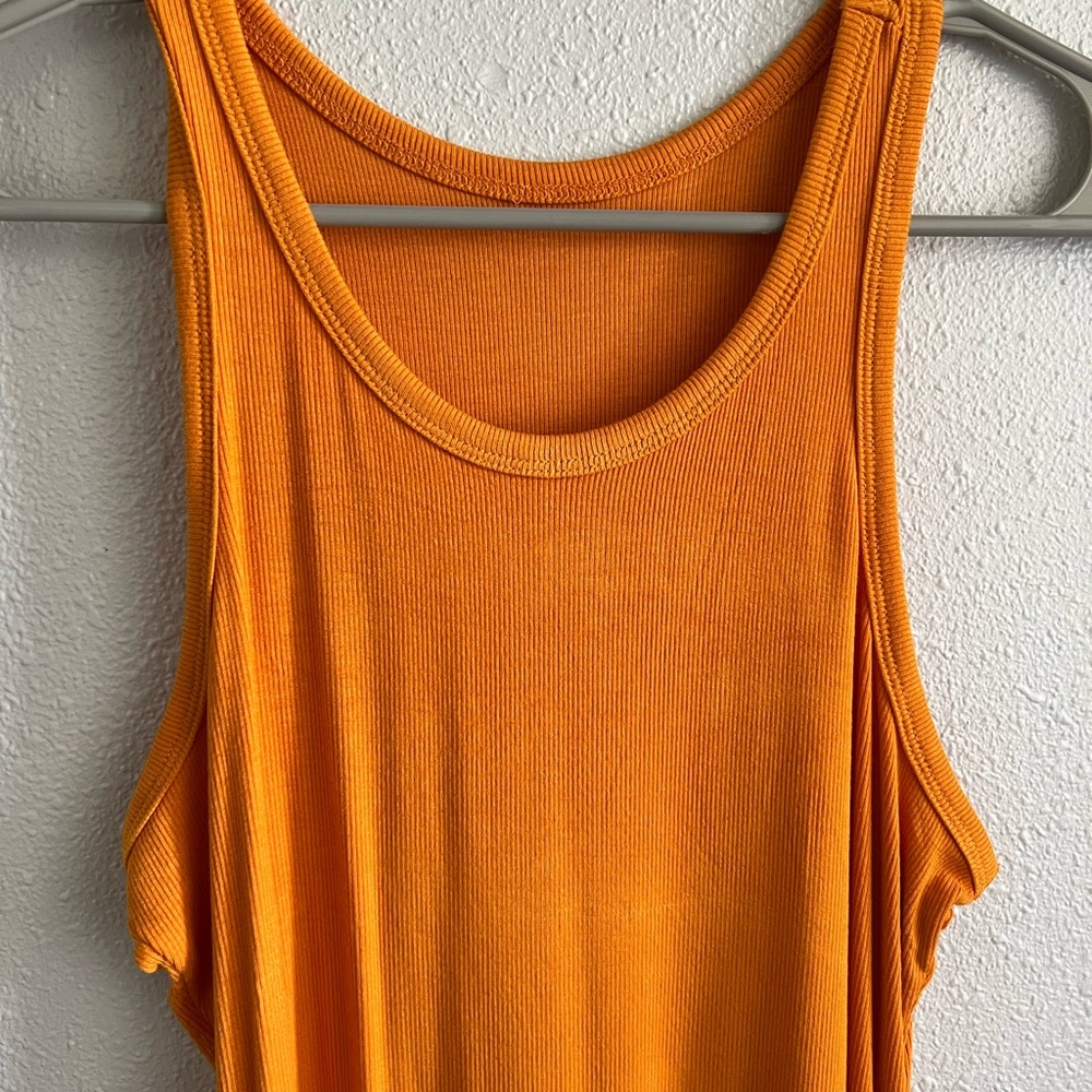 Orange Ribbed Mini Dress - Picture 5 of 6